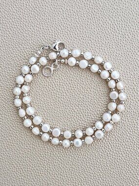 WHITE MINI COIN PEARL NECKLACE--16"